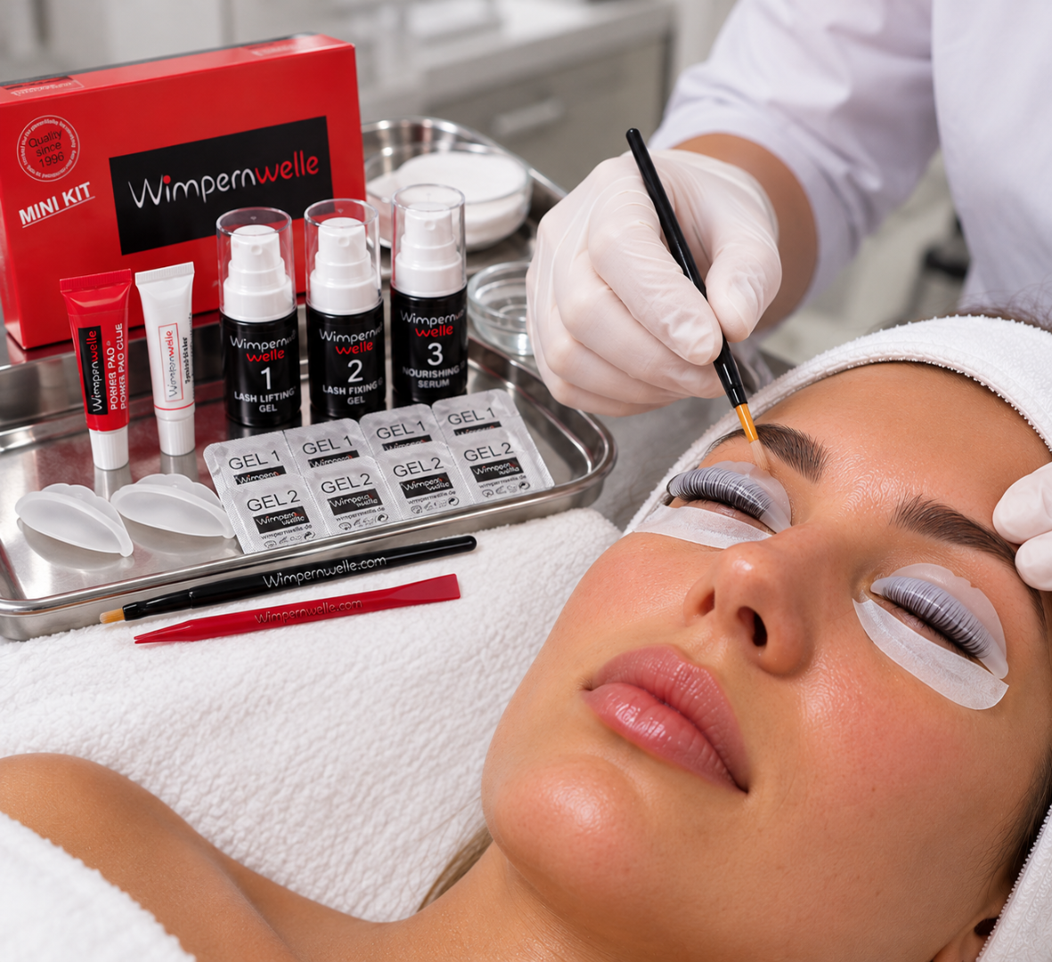 Wimpernwelle lash lift producten en behandeling