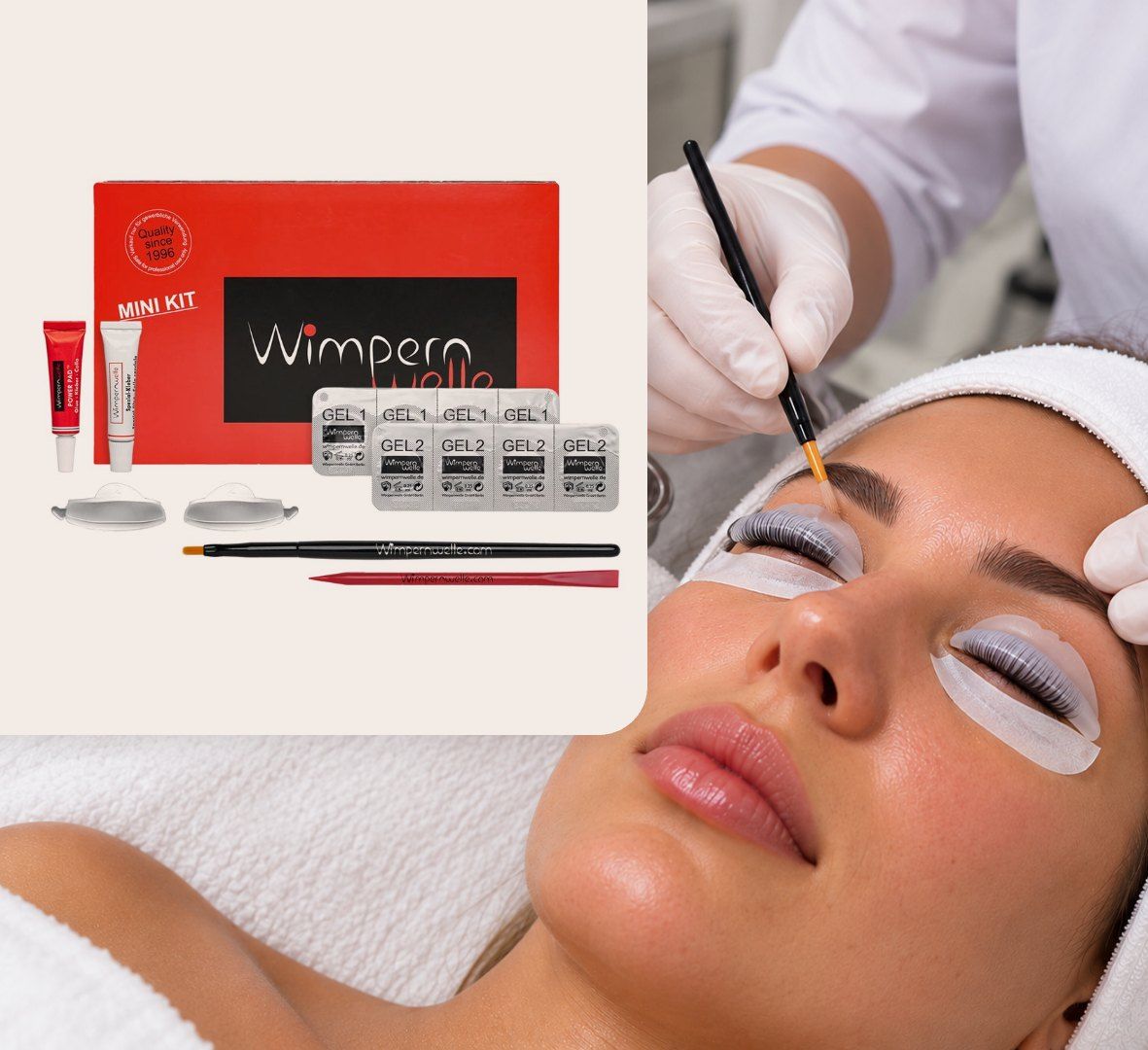 Wimpernwelle Mini Kit Lifting Power Pad naast een lash lift behandeling